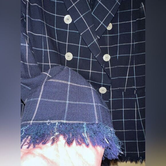 MARELLA by Max Mara Rivalsa Fringe Trimmed Basket Weave Blazer Size 12 - Picture 7 of 11